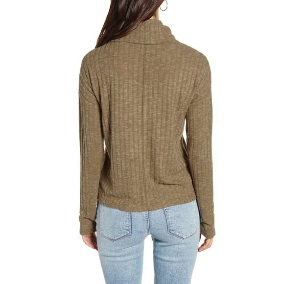 BP. Olive Italy Cozy Ribbed Turtleneck Top L - Picture 4 of 4